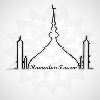 清真寺的剪影背景