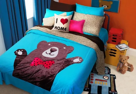 家纺卡通熊床品儿童房图片