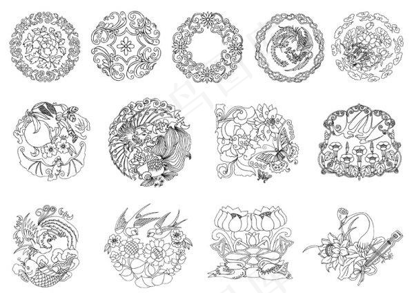 中国风花纹底纹矢量素材