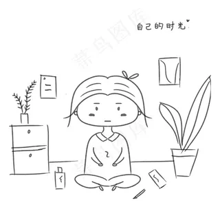 线条可爱小女孩