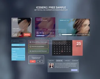 彩色线条UI工具包PSD分层素材.