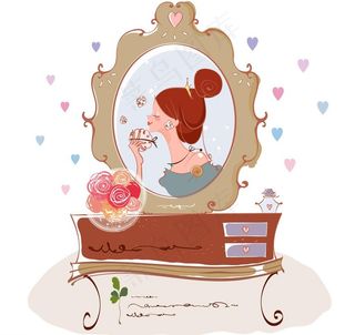 在化妆台前化妆的新娘图片