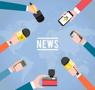 握话筒的手臂新闻采访矢量图