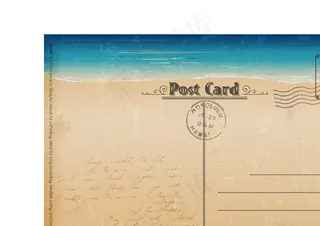 海边风景老式明信片矢量素材