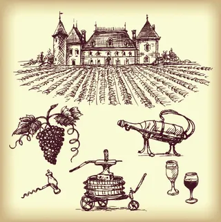 手绘葡萄酒主题设计矢量素材