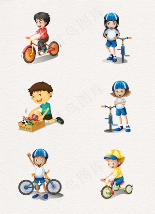 6款手绘儿童矢量人物设计