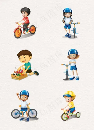 6款手绘儿童矢量人物设计