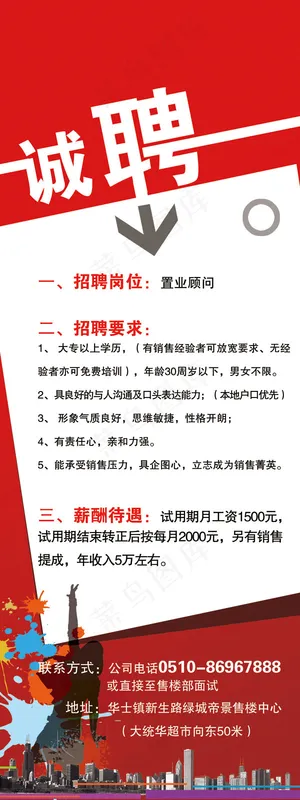 房地产置业顾问招聘X展架设计PSD
