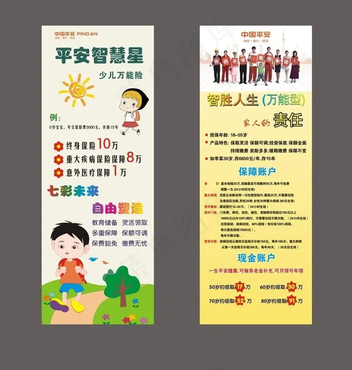 中国平安 x展架图片cdr矢量模版下载