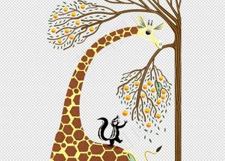 实物卡通手绘插画麋鹿梅花鹿鹿角PN...