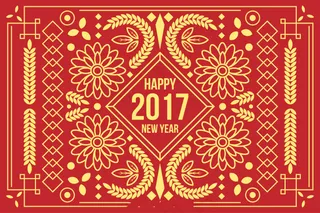 中国新年黄金花卉装饰背景