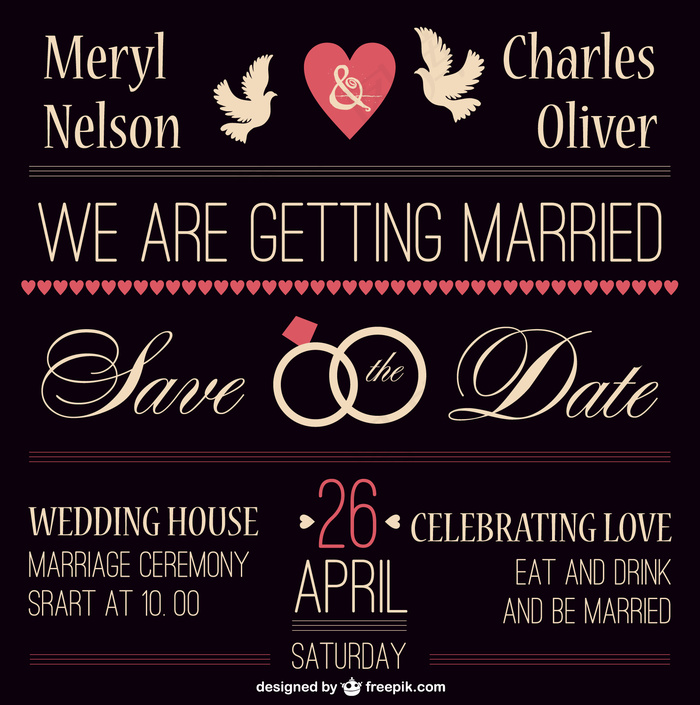 深色的婚礼邀请