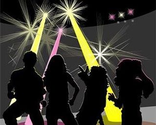 迪斯科舞厅的男女剪影矢量素材