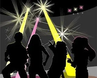 迪斯科舞厅的男女剪影矢量素材