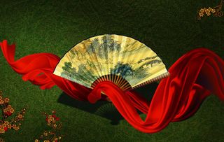 中国风扇子海报背景