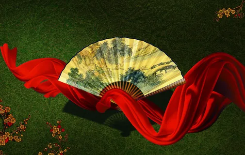 中国风扇子海报背景 中国风扇子海报背景