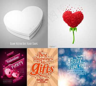 礼物盒与光斑背景等情人节矢量