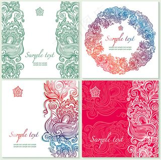 彩色花朵婚礼卡片图片