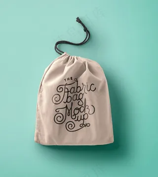 纤维袋 样机 绿色背景 系袋 收缩口