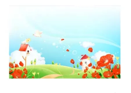 一款充满梦幻色彩的郊外风光矢量素材