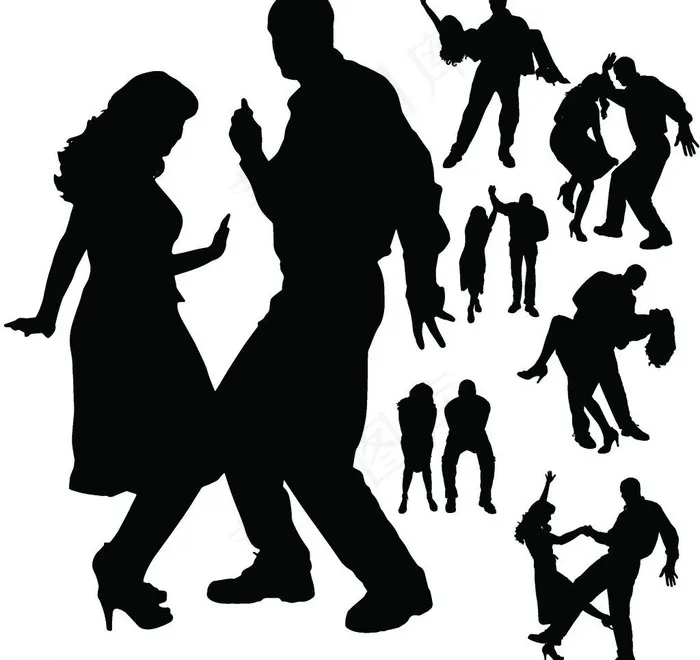 交际舞剪影图片eps,ai矢量模版下载