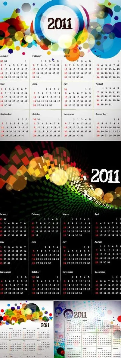 绚丽时尚2011日历矢量素材eps,ai矢量模版下载
