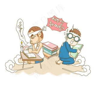 书堆边努力学习的男生图片