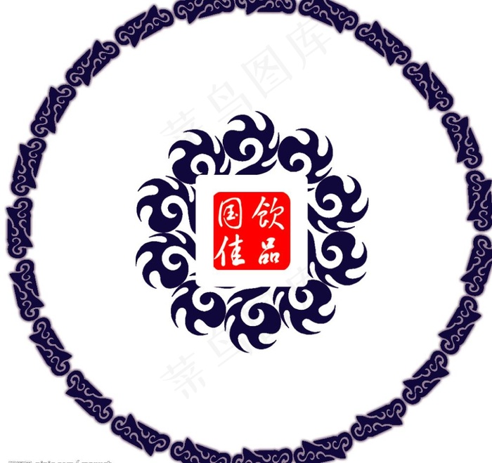 青花瓷圆形茶叶罐盖顶图片
