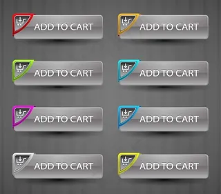 有光泽的添加到购物车按钮设置矢量插...