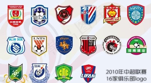 2010中超联赛16家俱乐部矢量标...ai矢量模版下载