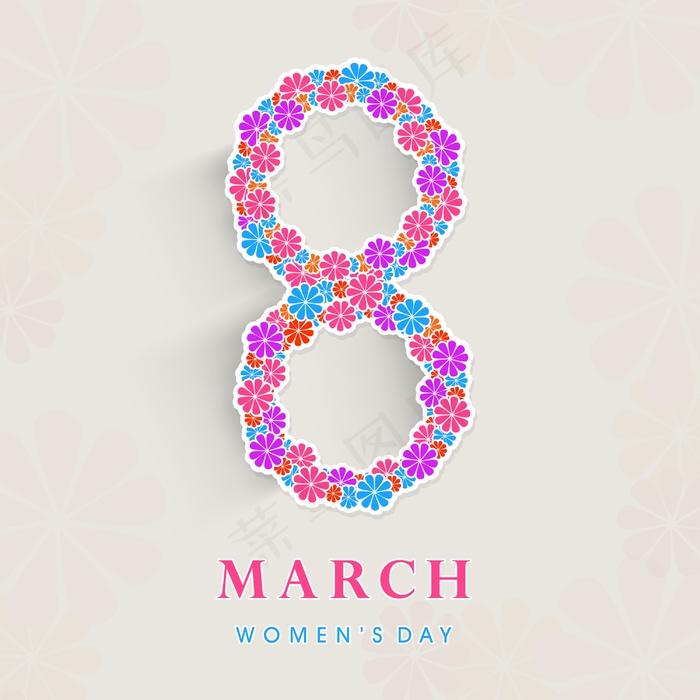 三八妇女节贺卡或海报针眼丽斯文本8...