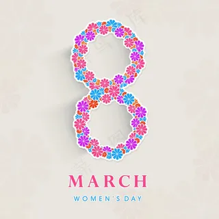 三八妇女节贺卡或海报针眼丽斯文本8...