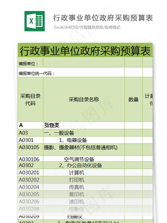 行政事业单位*采购预算表