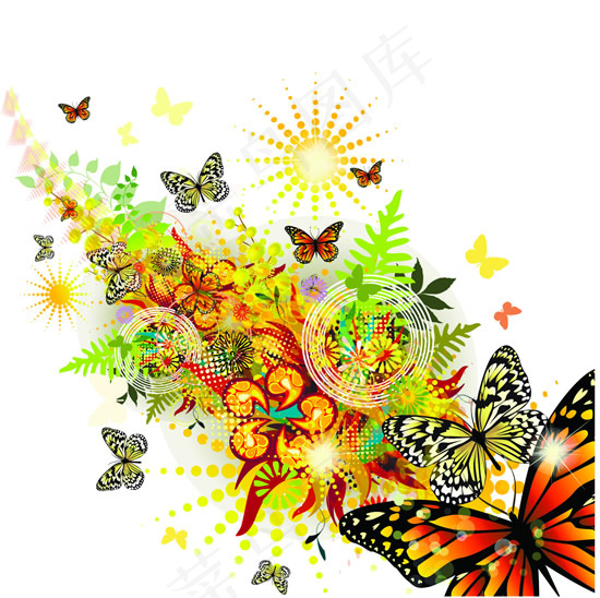 绚丽春天背景矢量素材