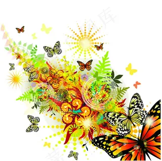 绚丽春天背景矢量素材