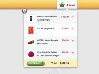 网页UI购物车弹出界面PSD分层素...