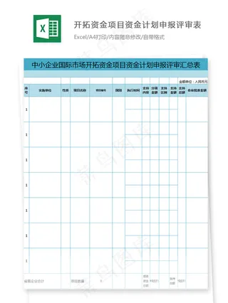 开拓资金项目资金计划申报评审表