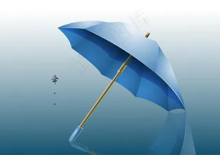 蓝色雨伞矢量图