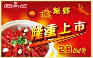 火锅酒楼香龙虾推介招贴PSD