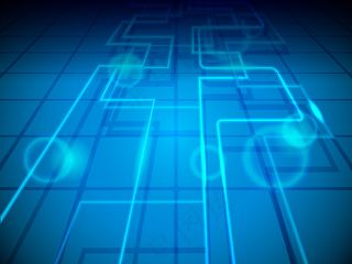 摘要蓝色背景有光泽的效果和联网空间...