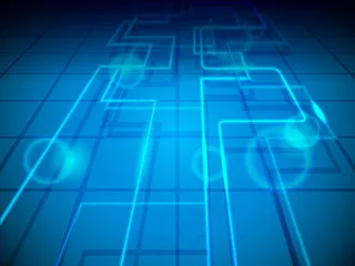 摘要蓝色背景有光泽的效果和联网空间...