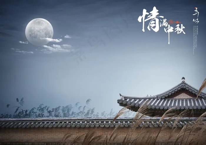 中秋节简约宣传活动海报背景psd模版下载