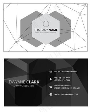 商务名片抽象科技黑色微立体创意名片模板