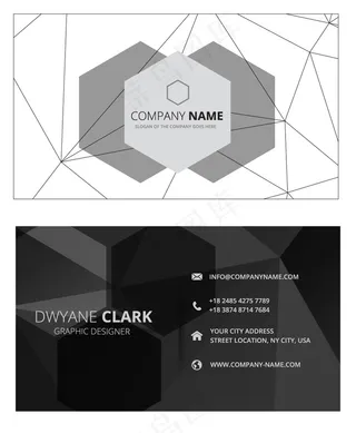 商务名片抽象科技黑色微立体创意名片模板