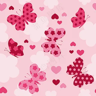 花朵心形和蝴蝶背景