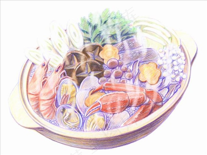手绘日式火锅料理