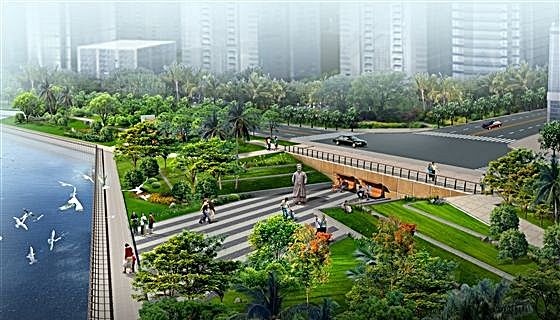 公路 休闲绿地 道路景观 效果图 ...(3600X2250(DPI:300))psd模版下载