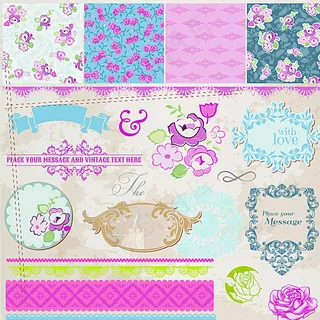 复古花卉标签图片