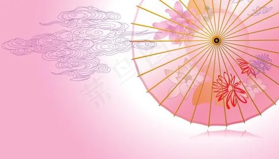 古典荷花的雨伞图片ai矢量模版下载