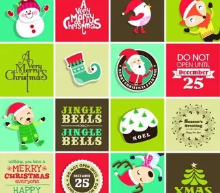 圣诞老人矢量元素和标签02